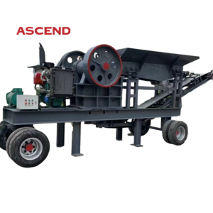 Ascend mobile diesel engine jaw crusher crushing granite marble quartz stone  mobile crushing station