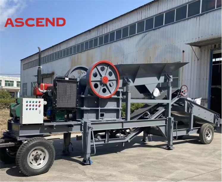 Ascend mobile diesel engine jaw crusher crushing granite marble quartz stone  mobile crushing station