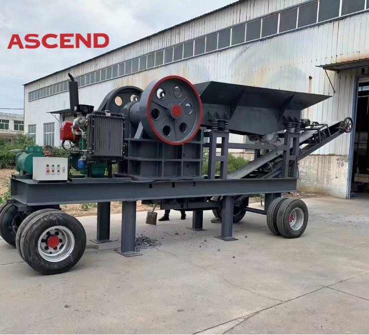 High quality trailer jaw crusher with diesel engine used for crushing marble limestone gold ore mining