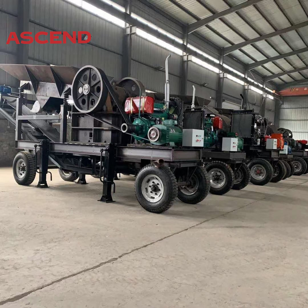 Ascend mobile diesel engine jaw crusher crushing granite marble quartz stone  mobile crushing station