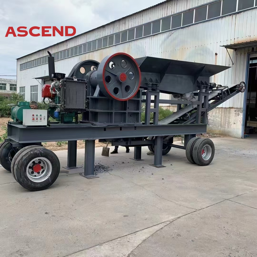 High quality trailer jaw crusher with diesel engine used for crushing marble limestone gold ore mining