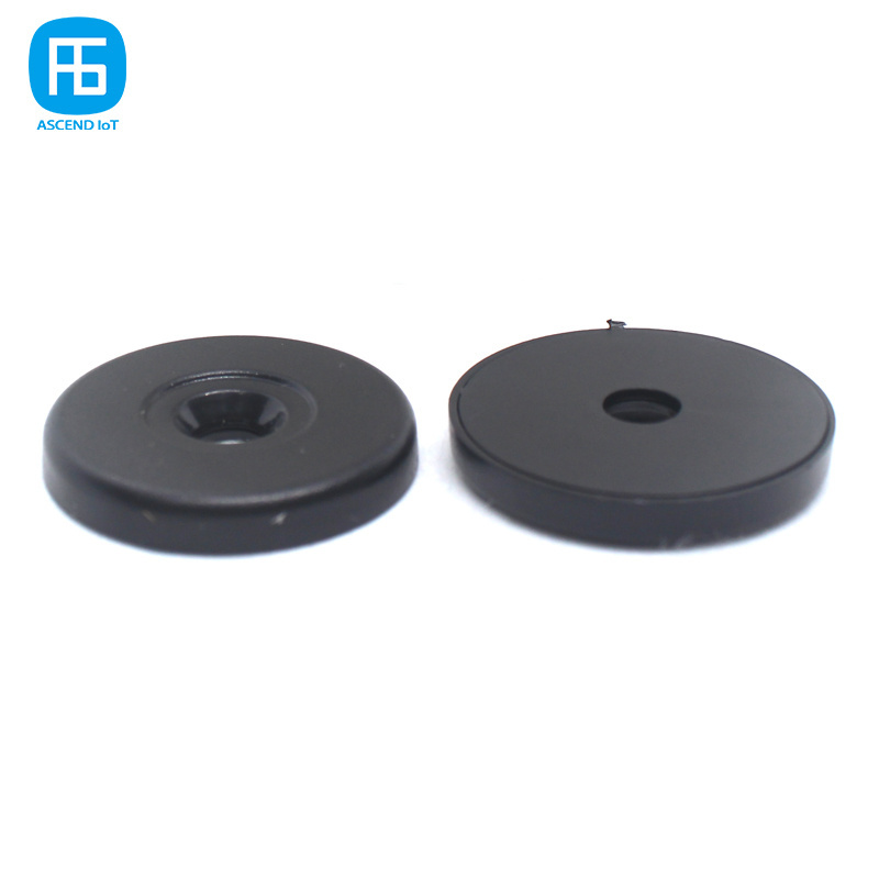 ISO 14443A 13.56mhz Security Guard Tracking 30mm Diameter ABS RFID NFC Patrol Tag Anti Metal NFC Patrol Tag with Adhesive