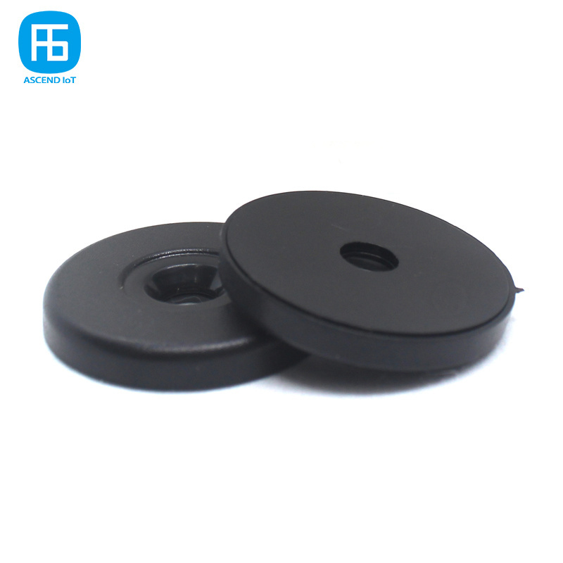 ISO 14443A 13.56mhz Security Guard Tracking 30mm Diameter ABS RFID NFC Patrol Tag Anti Metal NFC Patrol Tag with Adhesive