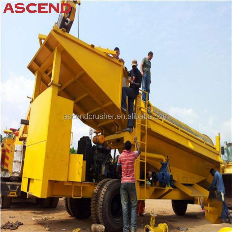 Gold mining machine 100-200 tph gold washing plant trommel screen and sluice box gold processing plant machine