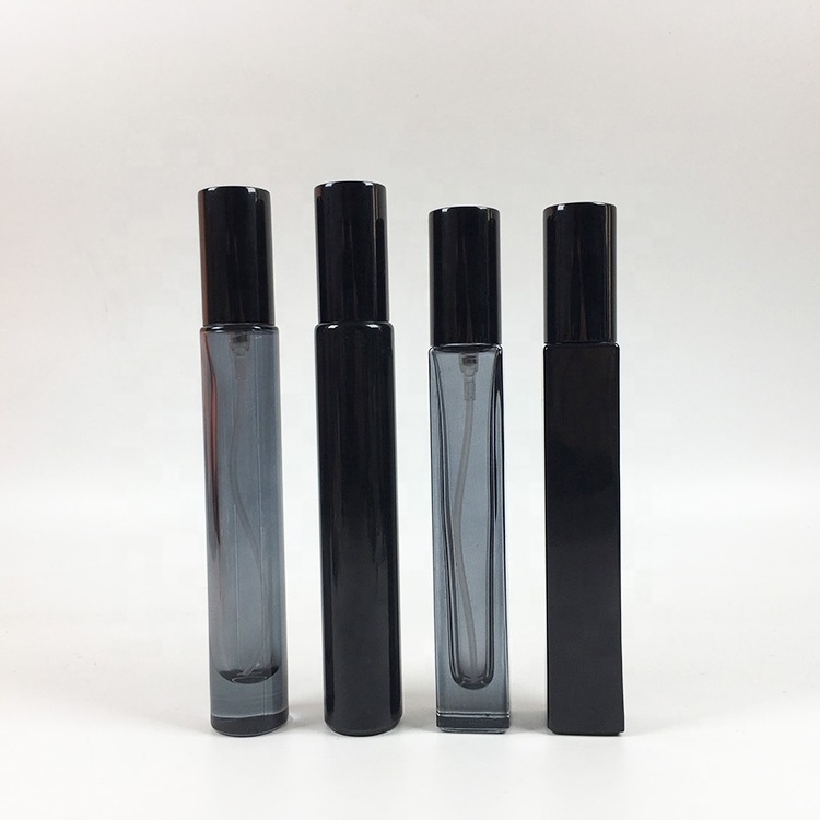 pocket size thin square black perfume bottle empty perfume bottles sample 10 ml perfume spray bottle with black cover