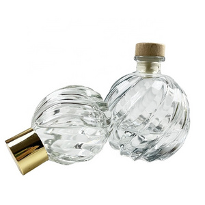 hot sale 100ml 250ml empty clear round aroma  bottles room glass aroma bottle customized pineapple shaped diffuser bottles