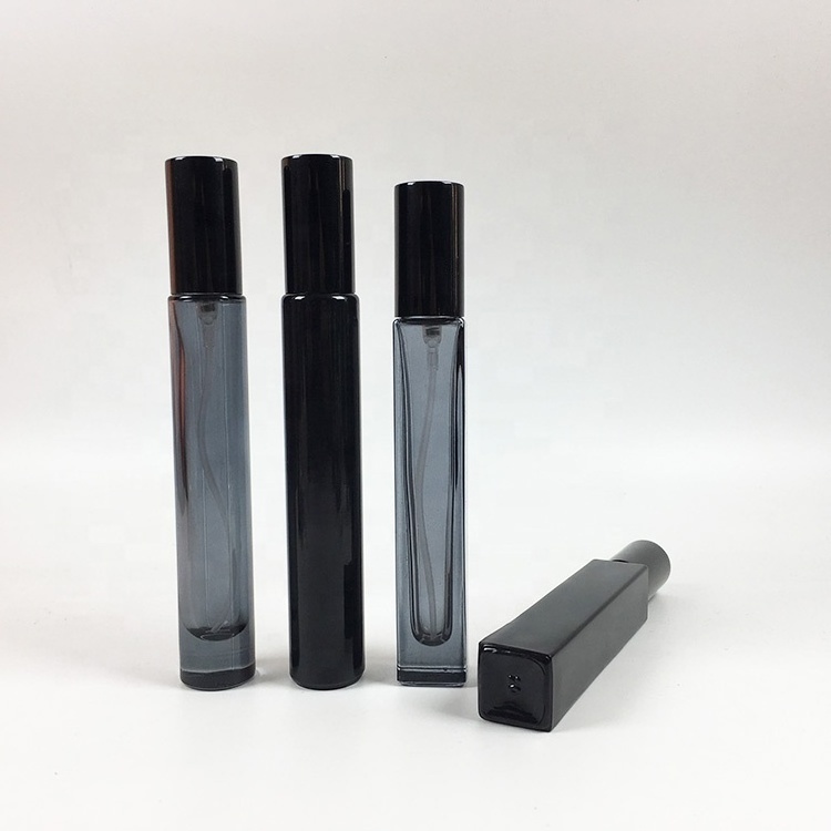 pocket size thin square black perfume bottle empty perfume bottles sample 10 ml perfume spray bottle with black cover