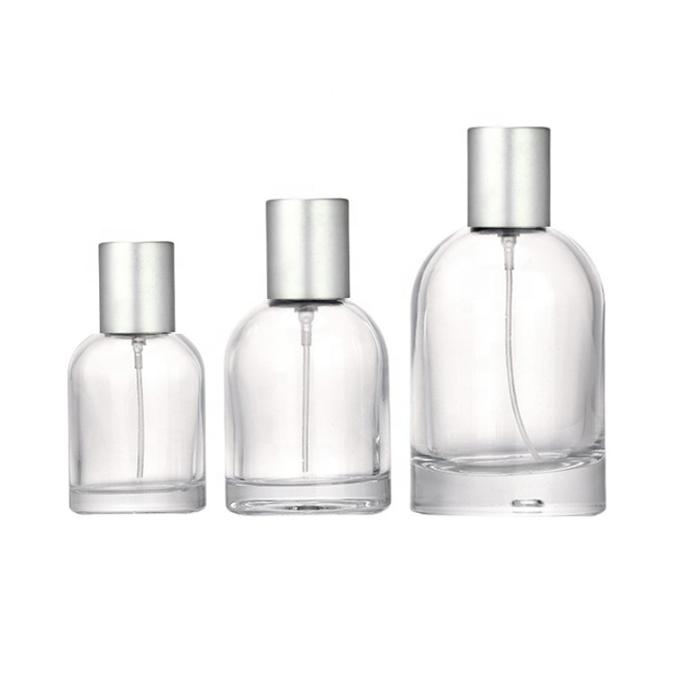 matte cap 30ml 50ml 100ml empty perfume glass bottles round clear refillable perfume bottle 50ml spray parfum bottle  with box