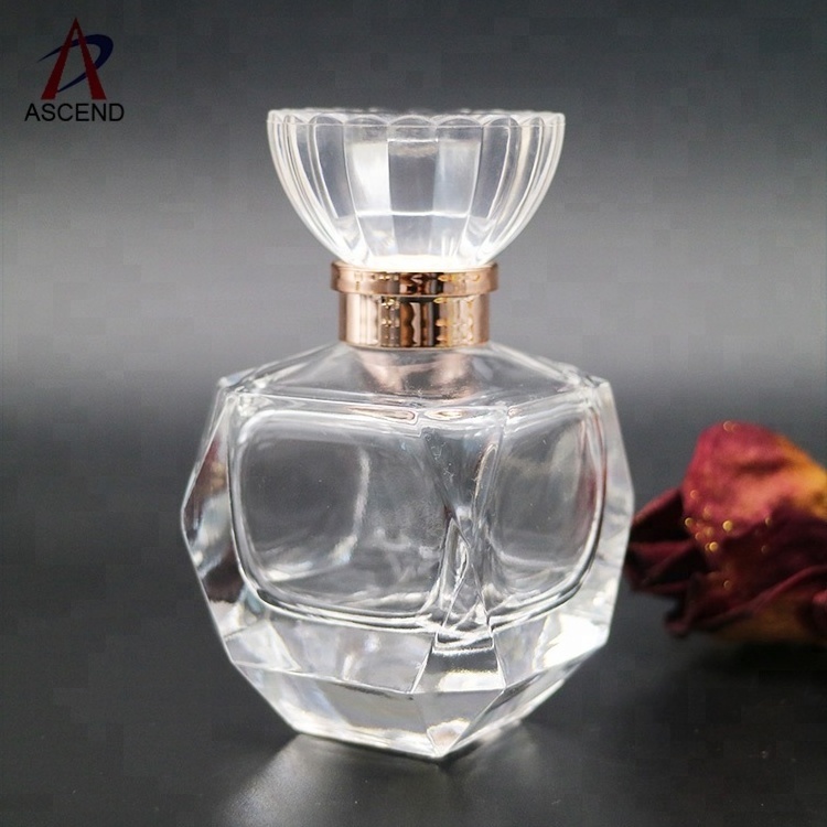 clear diamond perfume bottles 100ml spray bottle packaging with flower shaped cap