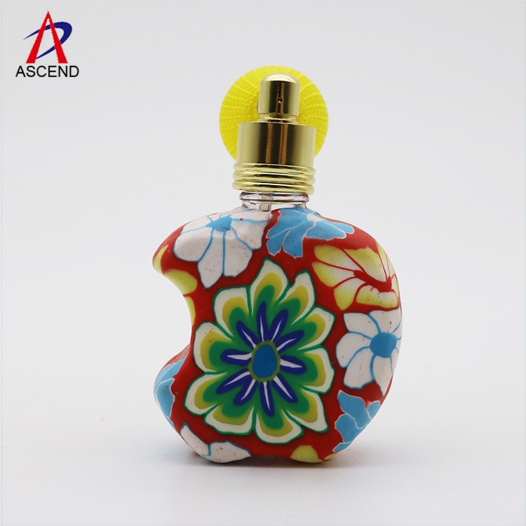 Vintage Flower Style Refillable12ml apple shape perfume Atomizer Spray Bottle Polymer clay fragance diffuser bottle