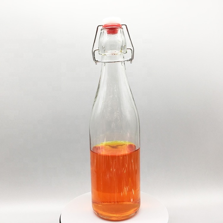 Leak Proof Flip Top Glass Bottle 330ml 500ml 1L Beverages Oil Vinegar Kombucha Beer Water Soda Kefir Swing Top Brewing Bottle