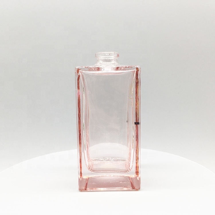 Wholesale Custom pink 30ml 50ml square Perfume spray Bottle crimping with diamond acrylic caps