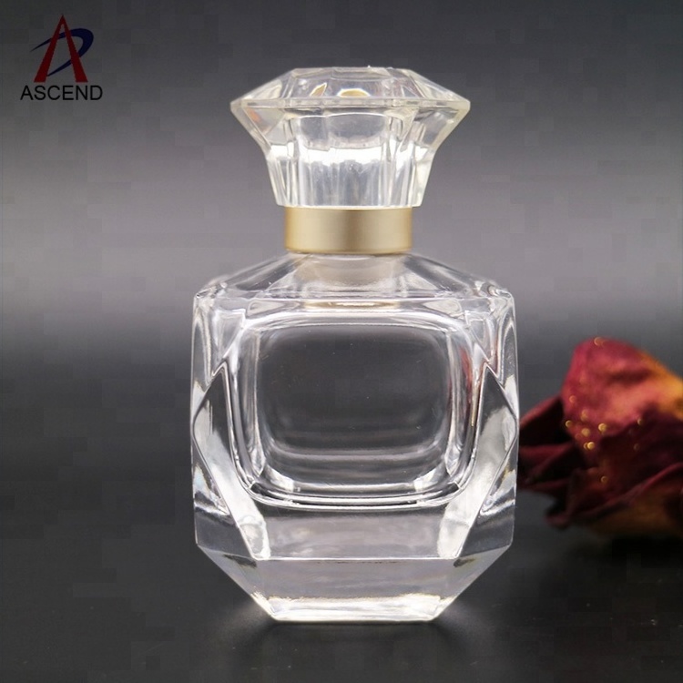 clear diamond perfume bottles 100ml spray bottle packaging with flower shaped cap