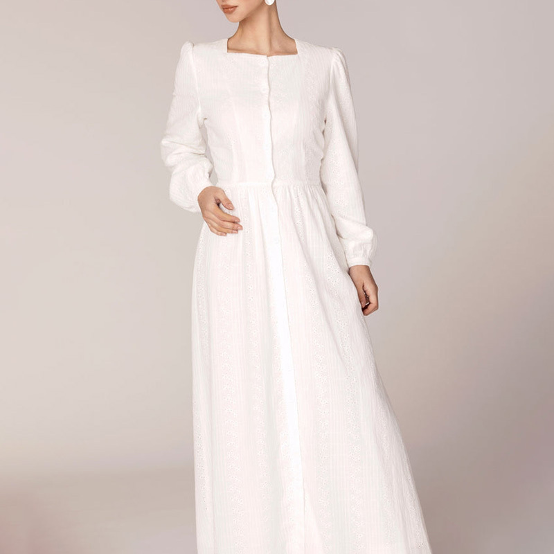 Aschulman Latest abaya women muslim dress 2023 dubai muslim evening dresses muslim white dress