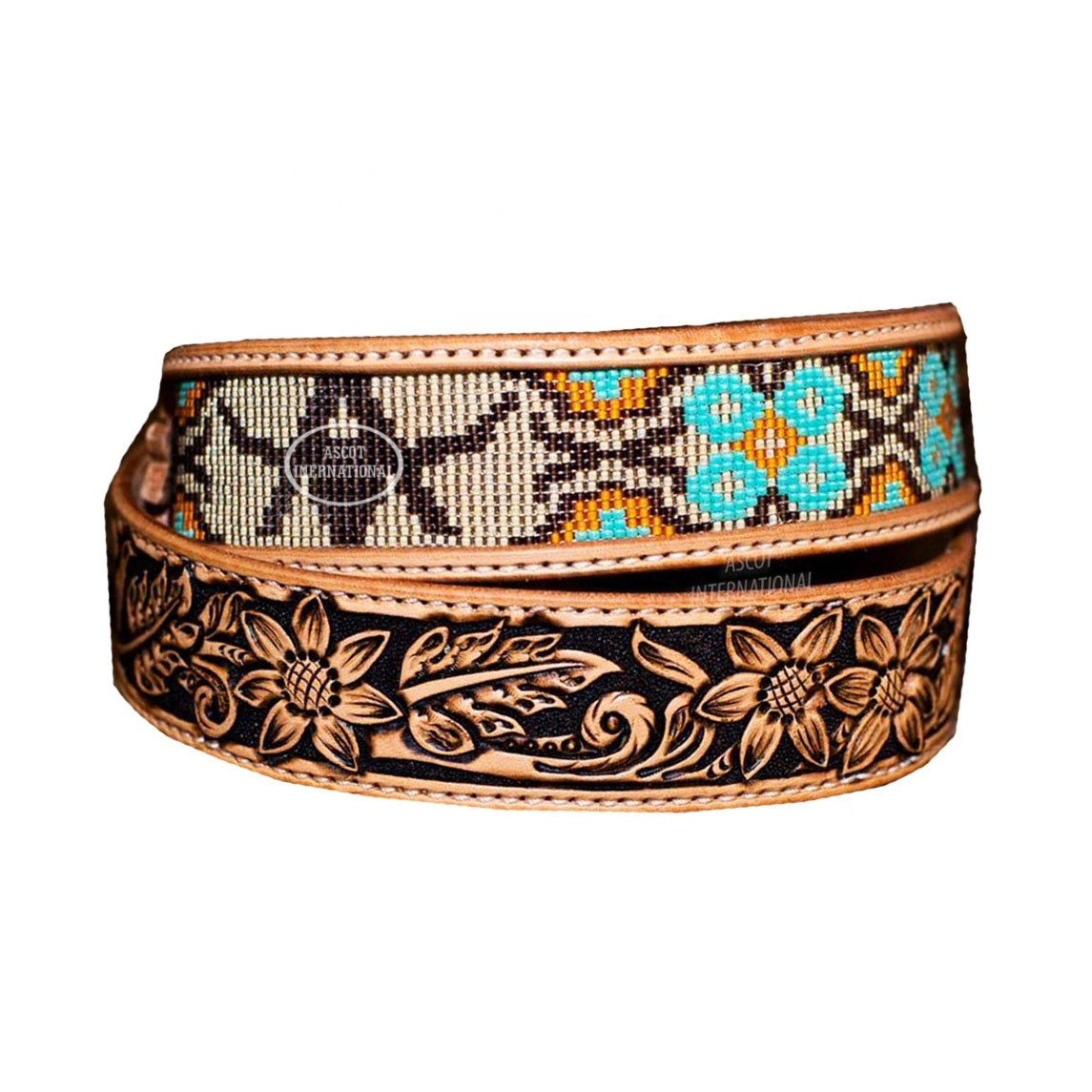 Stylish handmade rhinestone Beaded belt in cowboy style for men women in leather fashion accessories