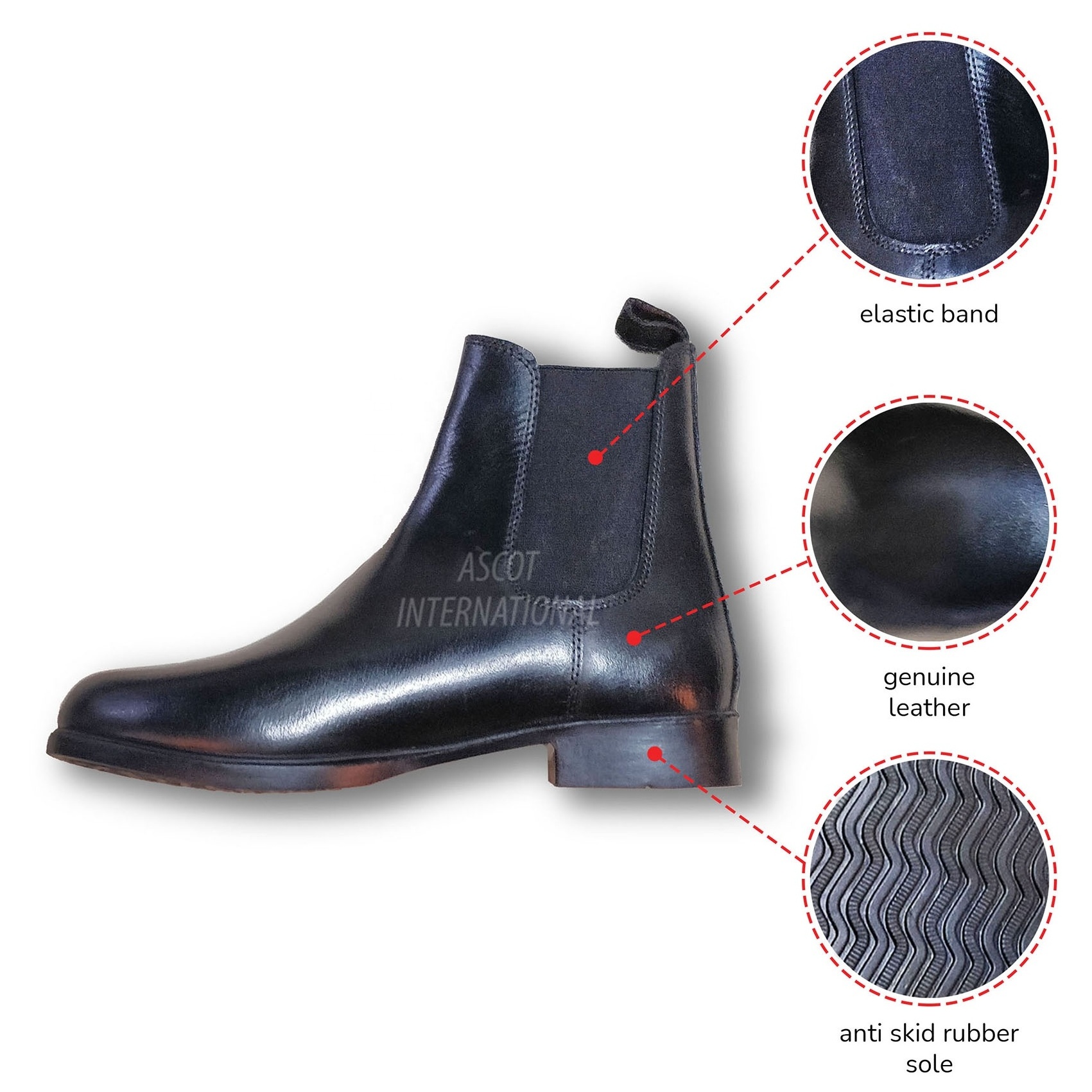 Wholesale anti skid genuine Leather chelsea Boots for men women in black brown ankle boots