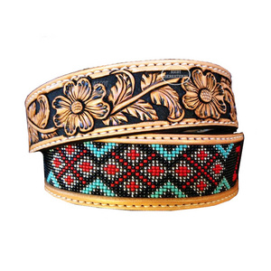 Stylish handmade rhinestone Beaded belt in cowboy style for men women in leather fashion accessories