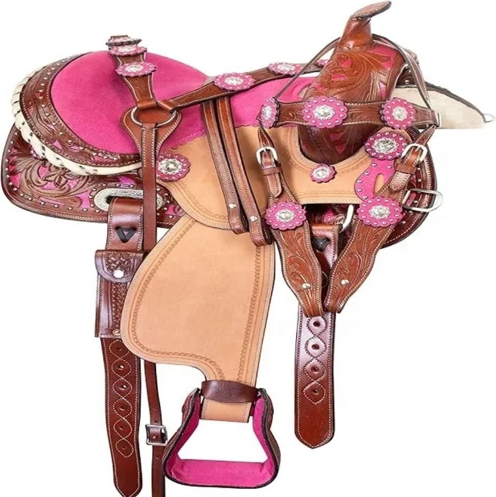 Wholesale Western Leather Saddle in handmade design for Horse racing accessories with custom logo