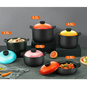 Round Spodumene Ceramic Casserole Food Warmer Hot Cooking Stew Pot with Cover