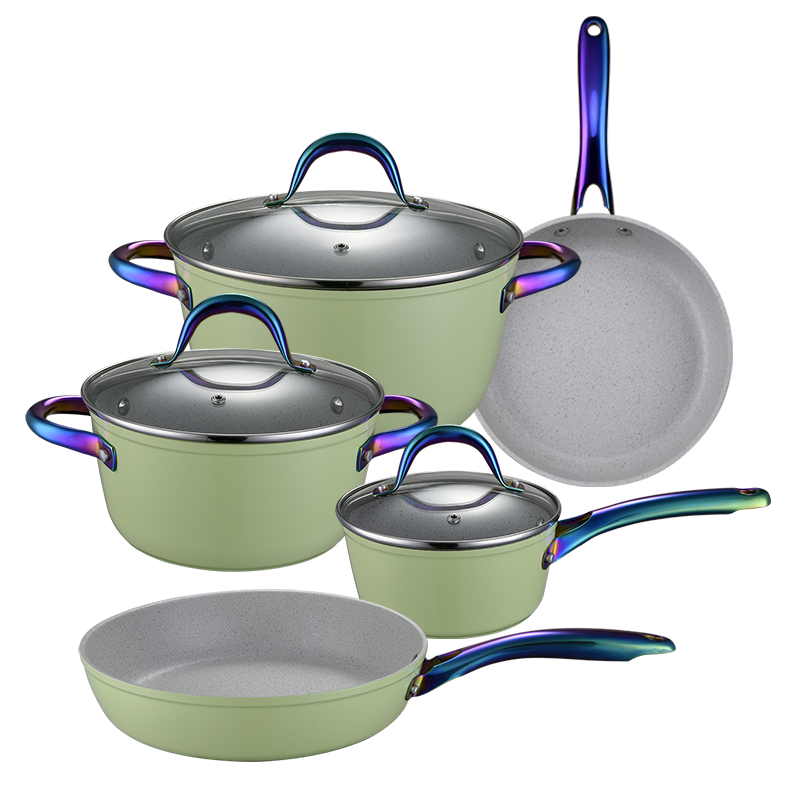 Ceramic Pots For Cooking Pot Set Non-stick Cookware Set Non Stick Pan Sartenes With Pvd Colorful Plated Handle