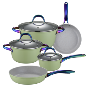 Ceramic Pots For Cooking Pot Set Non-stick Cookware Set Non Stick Pan Sartenes With Pvd Colorful Plated Handle