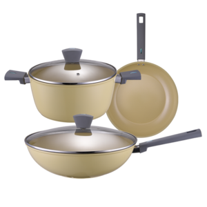 Yellow Induction Cooker Ollas Y Sartenes Nonstick Ceramic Cookware Set 12 Piece Pot And Pans Cookware Set