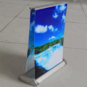 A3 doublesides brand perfume display wholesale roller polyester hanging stands pull up roll up displays