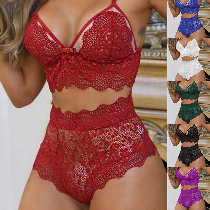 2023 Summer Sexy Seamless Lingerie Sets Women Lace Push Up Bra And Panty Set Sexy V Neck Hot Erotic Crop Top Underwear