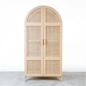 Cane Armoire Round Wardrobe Clothes Storage For Bedroom Furniture