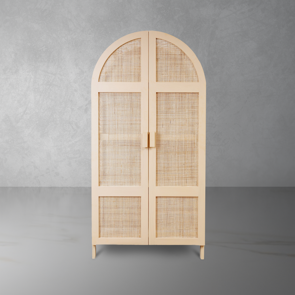 Cane Armoire Round Wardrobe Clothes Storage For Bedroom Furniture