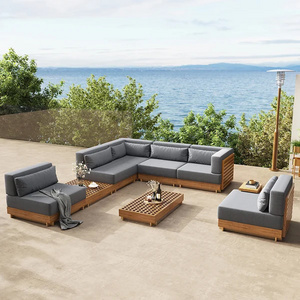 New style Solid Wood Furniture with Cushions Sofa Set Garden Patio Hotel Sectional L Shape Outdoor Sofa