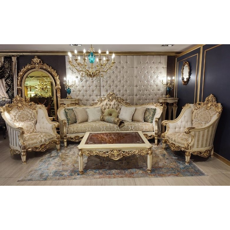 European Style Living Room Furniture Luxury Hand Carved Sofa