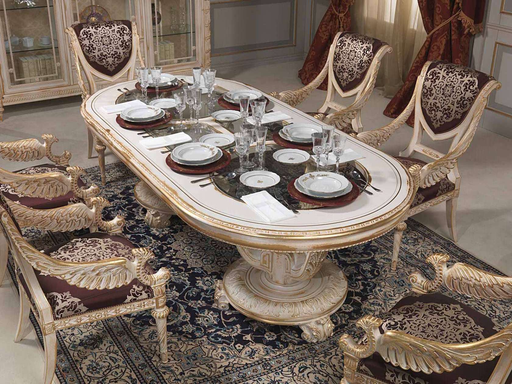 Classic Style Baroque Dining Room Furniture Set With Hand Carved For Luxury Home Furniture