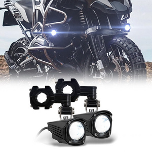 E24-mark Bird View Led Auxiliary Light Flash Strobe Led Fog Light w/Protective Guard for Kawasaki Indian Bob Royal Enfield