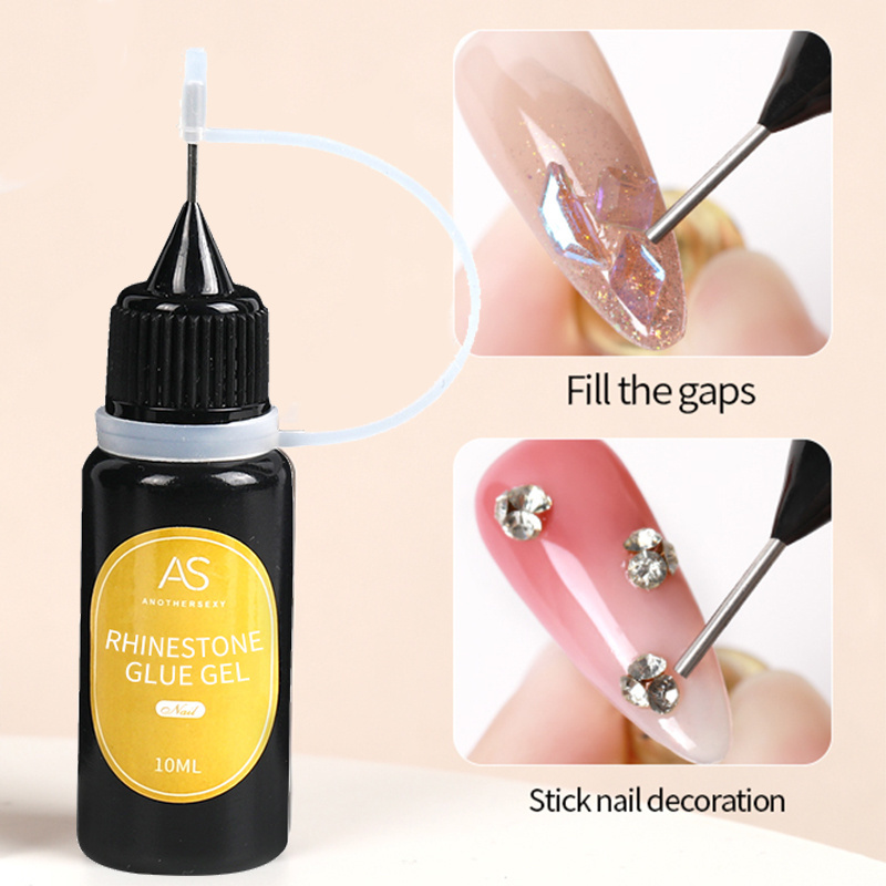 AS Nails Supplies Salon Professional Diamond Rhinestone Gel Polish Adhesives 10ML OEM Private Label Rhinestone Glue Gel For Nail