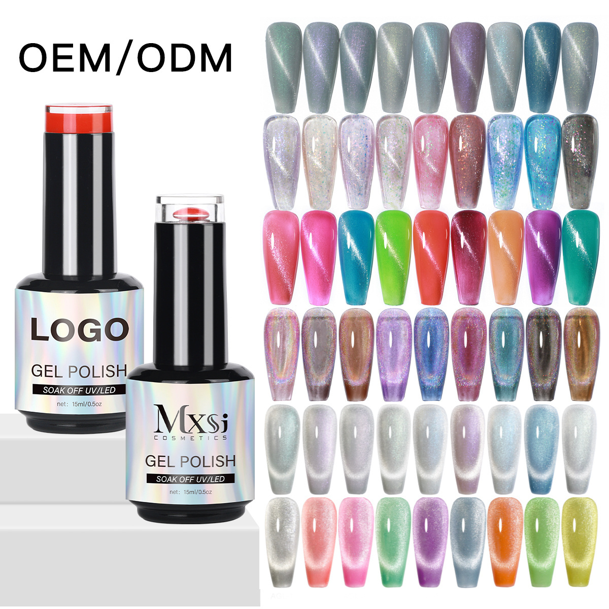 OEM logo 9colours 15ML Magnetic Gel Polish Set glass bead Cat Magnetic Eye Gel Nail Polish LED Gel Nail Art Manicure