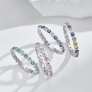 "Evil Eyes-Devil Eyes Collection" S925 Silver Drop Eyes Ins Cross Border Round Zirconia Fashion Stacking Ring