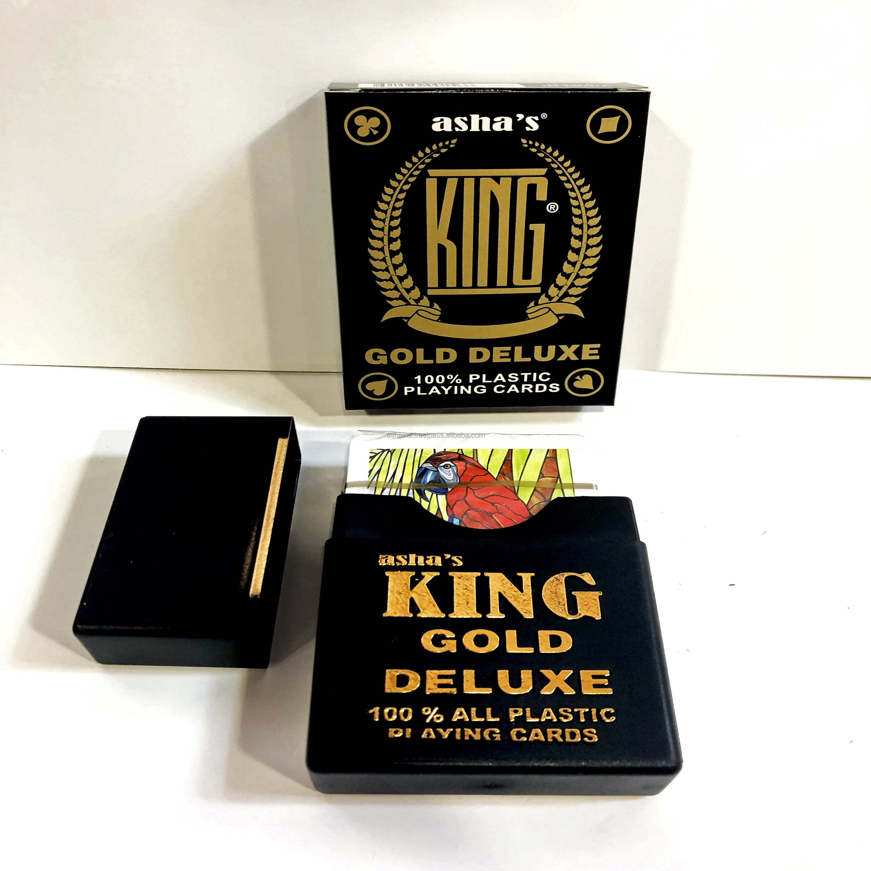 King Gold Deluxe Plastic Playing Cards Game Custom Logo Playing Poker Cards Sale from Indian Seller and manufacturer