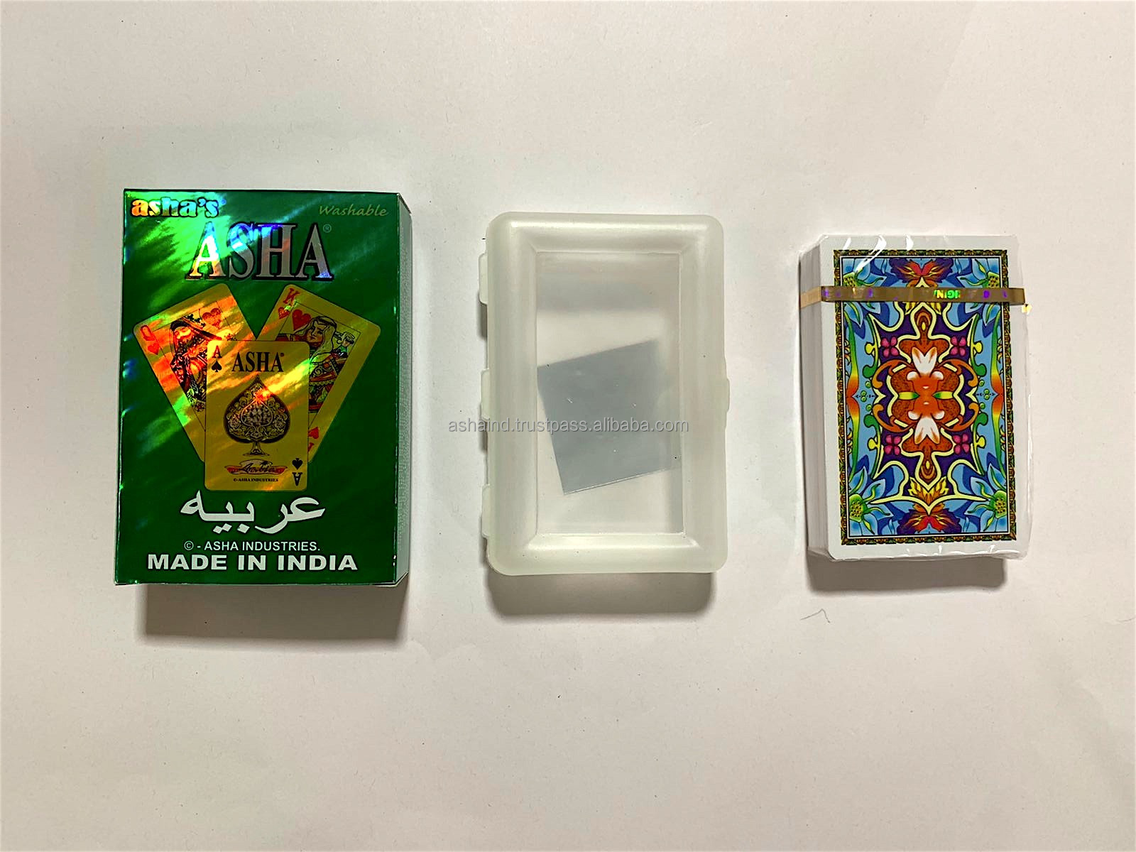 Original Factory Wholesale Custom Logo Asha Arabia green  PVC Card Custom Plastic Gold Paper Playing Cards