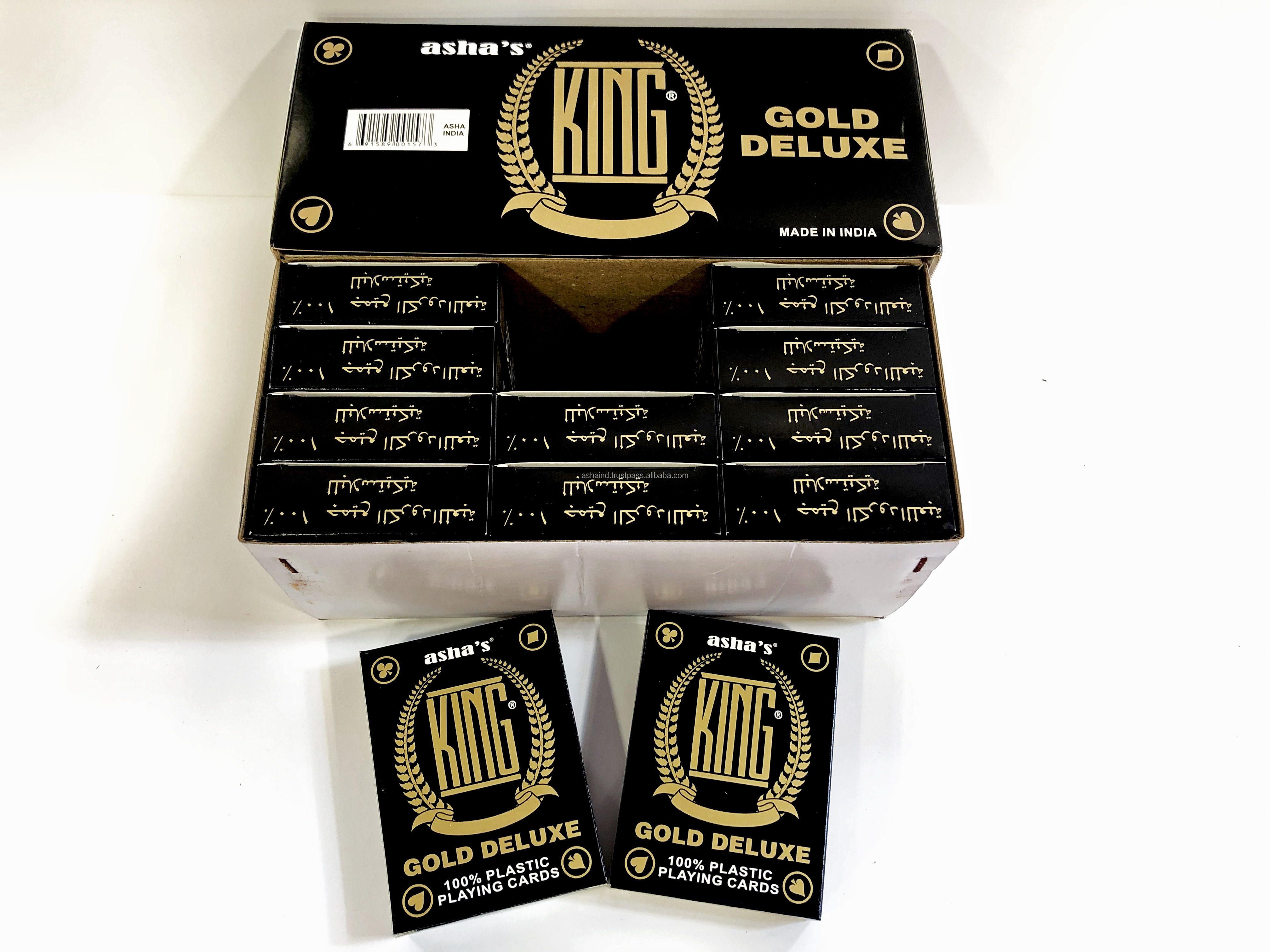 King Gold Deluxe Plastic Playing Cards Game Custom Logo Playing Poker Cards Sale from Indian Seller and manufacturer