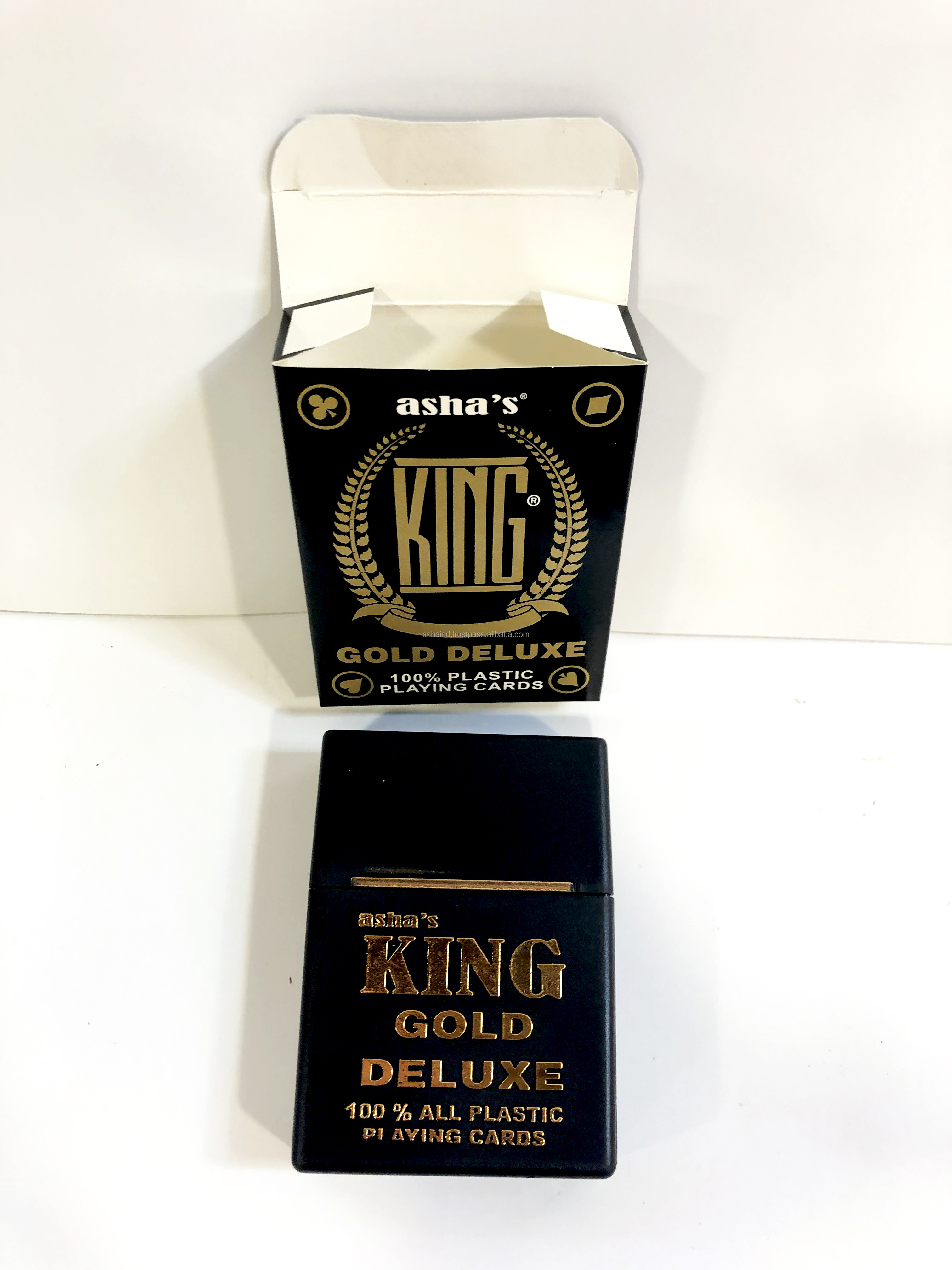 King Gold Deluxe Plastic Playing Cards Game Custom Logo Playing Poker Cards Sale from Indian Seller and manufacturer