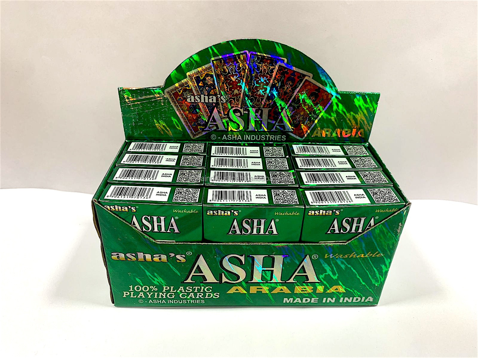 Original Factory Wholesale Custom Logo Asha Arabia green  PVC Card Custom Plastic Gold Paper Playing Cards