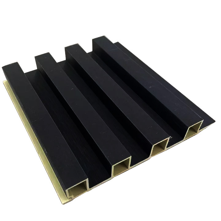 Low Moq Wpc Fluted Wall Panel Black Groove 168*22mm Black Wpc Wall Panel Adhesive Foil Wpc Fluted Wall Panel