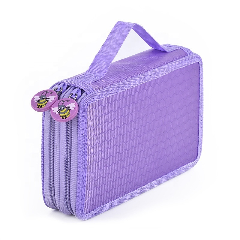 Multifunctional student double-layer pencil case with handle large capacity zipper pencil case