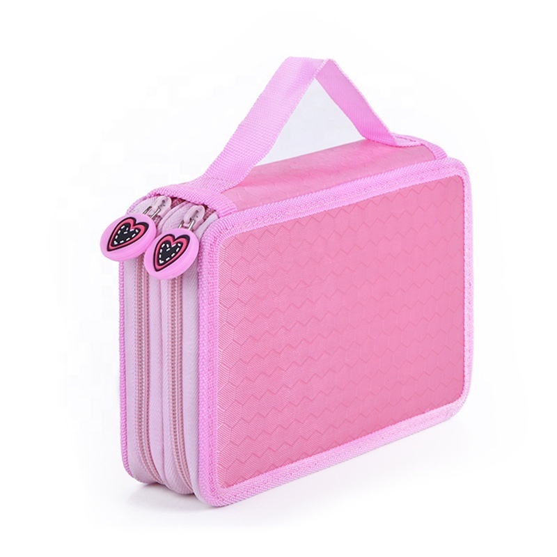 Multifunctional student double-layer pencil case with handle large capacity zipper pencil case