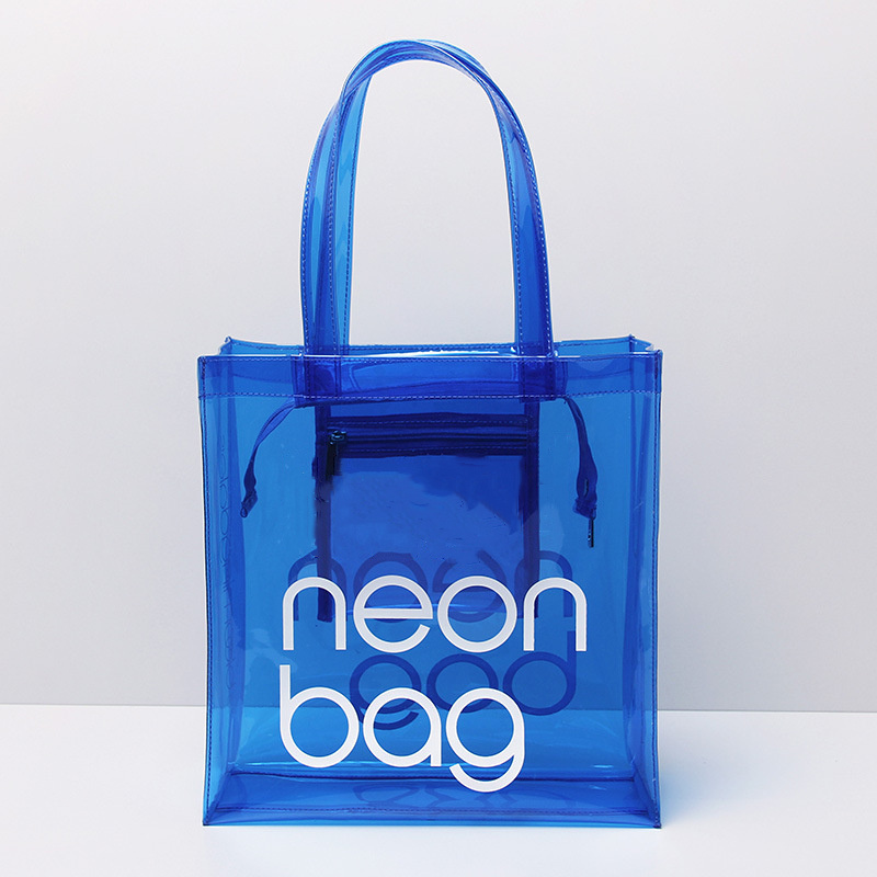 Manufacturer the little neon custom iridescent jelly PVC bags wholesale women waterproof hologram clear beach tote bag