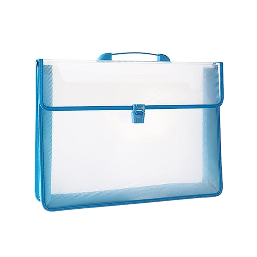 A3 Waterproof Blue PP Plastic Transparent Oxford Cloth Edge  file folder large capacity for school