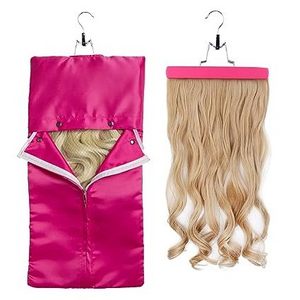 Hair Extension Holder Satin Wig Storage Bag with Hanger Bundles Hairpieces Ponytail Wig Satin Carrier Case