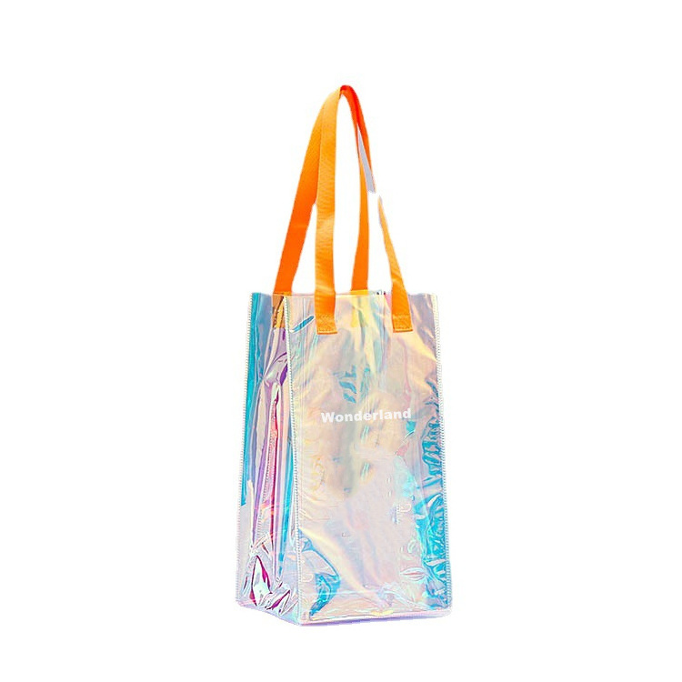 Custom logo pvc laser jelly TPU shopping bag creative transparent gift handbag wholesale