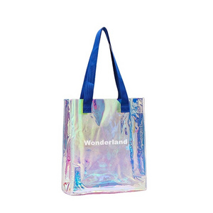 Custom logo pvc laser jelly TPU shopping bag creative transparent gift handbag wholesale